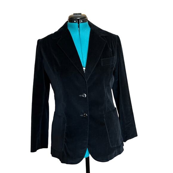 S.B. II Bitterman Jackets & Blazers - S.B. II. By Bitterman Women's sz L 2 button lined velvet blazer black Vintage